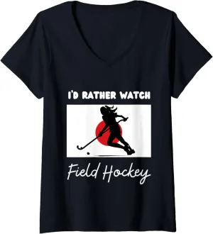 hormone Tennessee degas dissolution Rather Watch Field Hockey V-Neck T-Shirt Womens Japan Flag Field Hockey I'd 