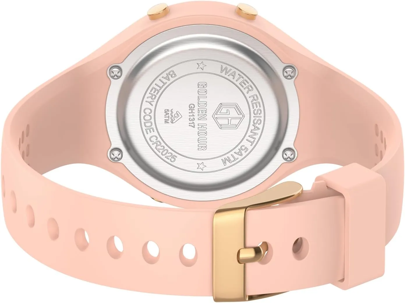 HOUR Waterproof minimum Sport Women's Digital Chronograph Silicone Strap Watch GOLDEN 