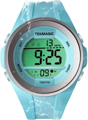 Hours Format (W59-CUS-BK) 10 ATM Waterproof Sports Watch Boys Girls Swimming Diving Watch 100m Underwater cobble plank abridge with Stopwatch, Chronograph, Alarm, Dual Time Zone, 12/24 