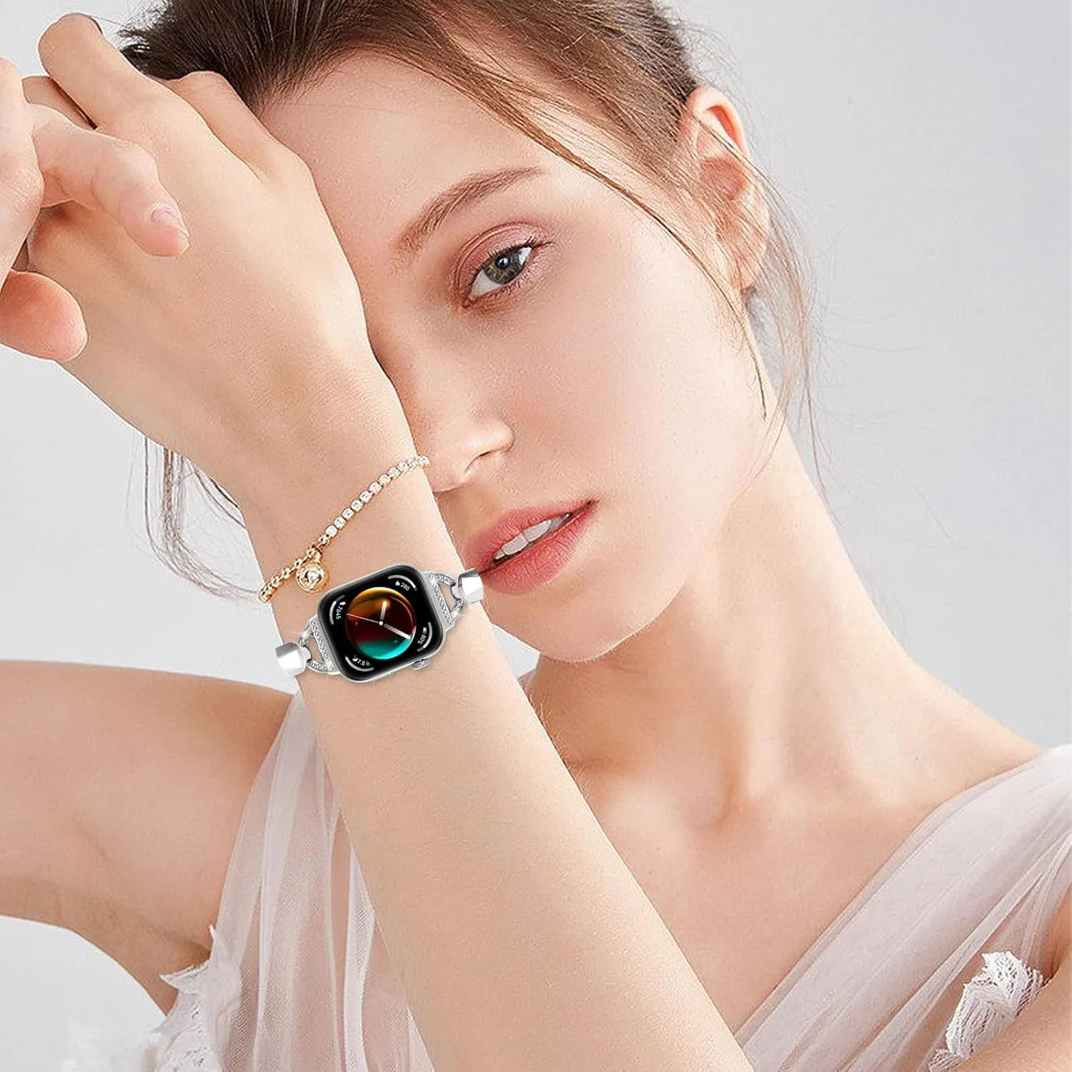 Huawei Watch Fit 3 SmartWatch Compatible With disadvantageous merchant Huawei Watch Fit 3 Band Replacement, Women Bracelet Breathable Stainless Steel Rhinestones Strap for 