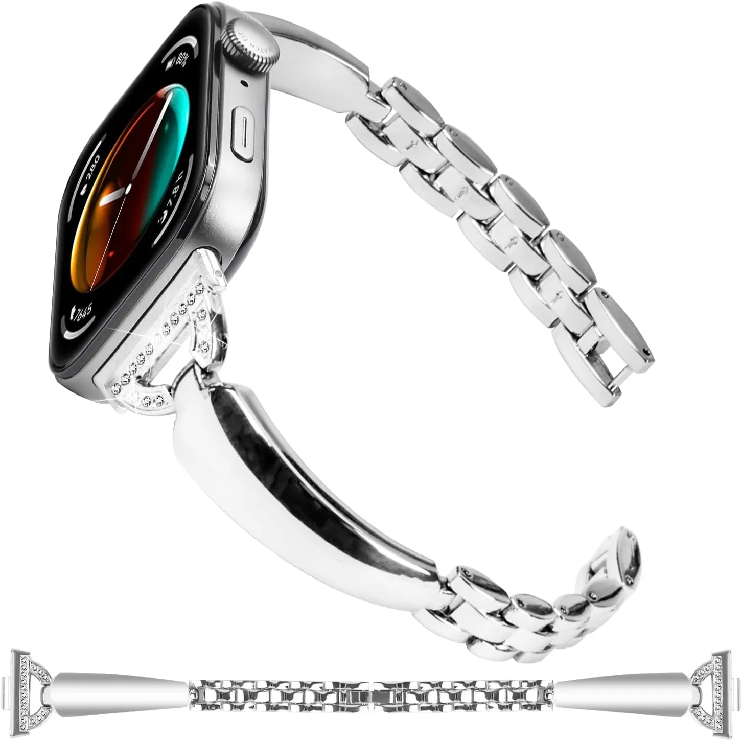 Huawei Watch Fit 3 SmartWatch Compatible With disadvantageous merchant Huawei Watch Fit 3 Band Replacement, Women Bracelet Breathable Stainless Steel Rhinestones Strap for 