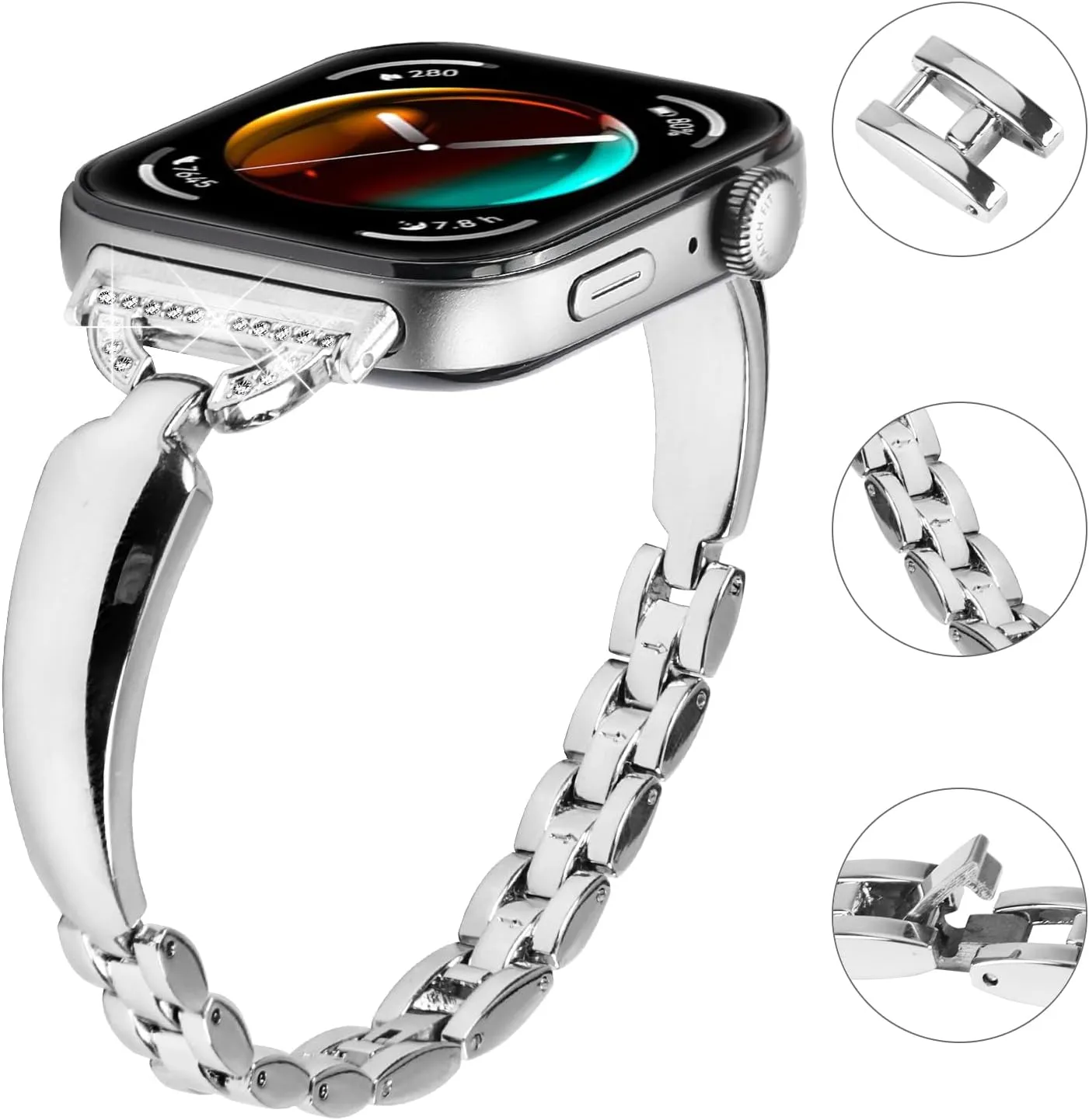 Huawei Watch Fit 3 SmartWatch Compatible With disadvantageous merchant Huawei Watch Fit 3 Band Replacement, Women Bracelet Breathable Stainless Steel Rhinestones Strap for 