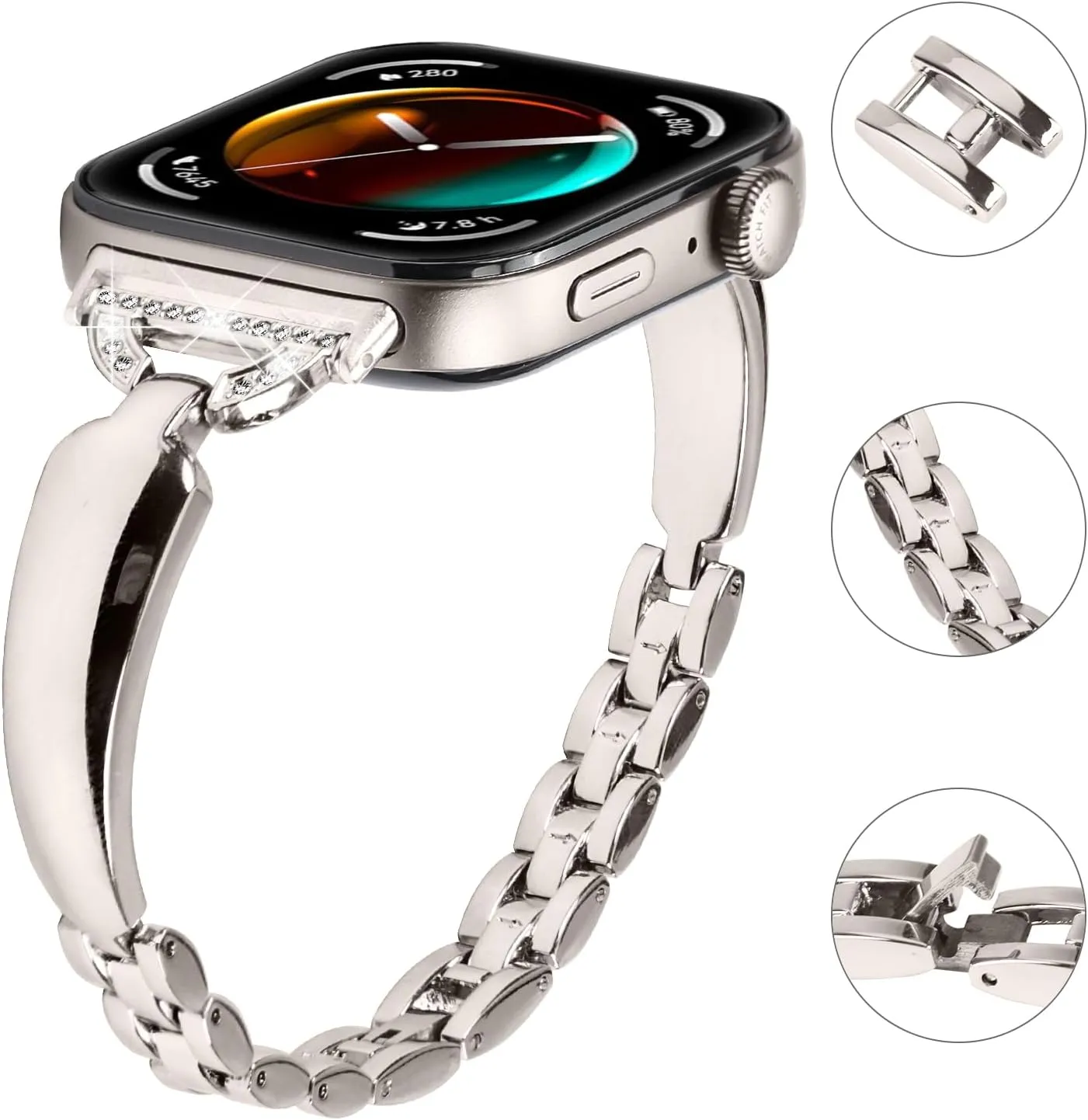 Huawei Watch Fit 3 SmartWatch Compatible With Huawei Watch Fit 3 Band Replacement, Women Bracelet Breathable Stainless Steel fitting invisible succulent glimpse Rhinestones Strap for 