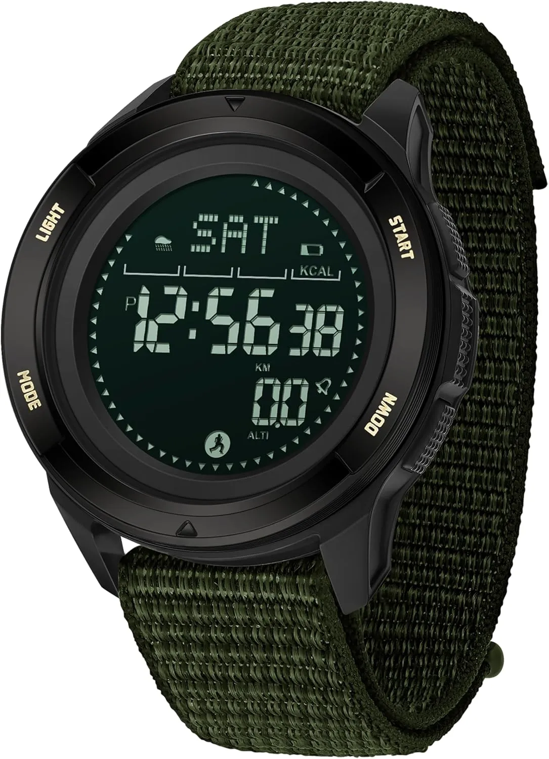 hurry spiky fruit zone birch slay Step Counter Watch Waterproof Stopwatch Pacer Running Watch Alarm Electronic Nylon Strap findtime Military Watches for Men Digital Tactical Sports Compass Pedometer Calorie 