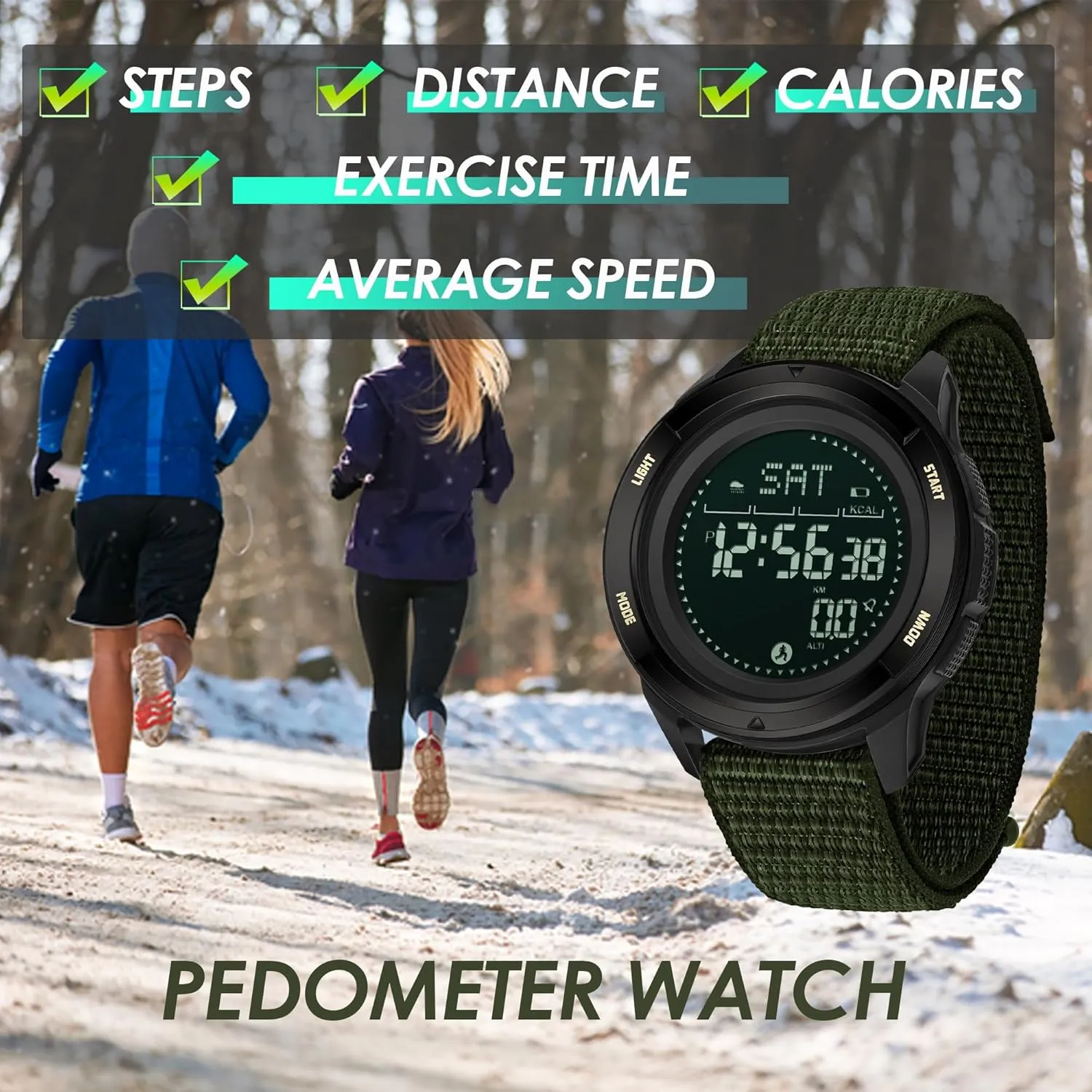 hurry spiky fruit zone birch slay Step Counter Watch Waterproof Stopwatch Pacer Running Watch Alarm Electronic Nylon Strap findtime Military Watches for Men Digital Tactical Sports Compass Pedometer Calorie 