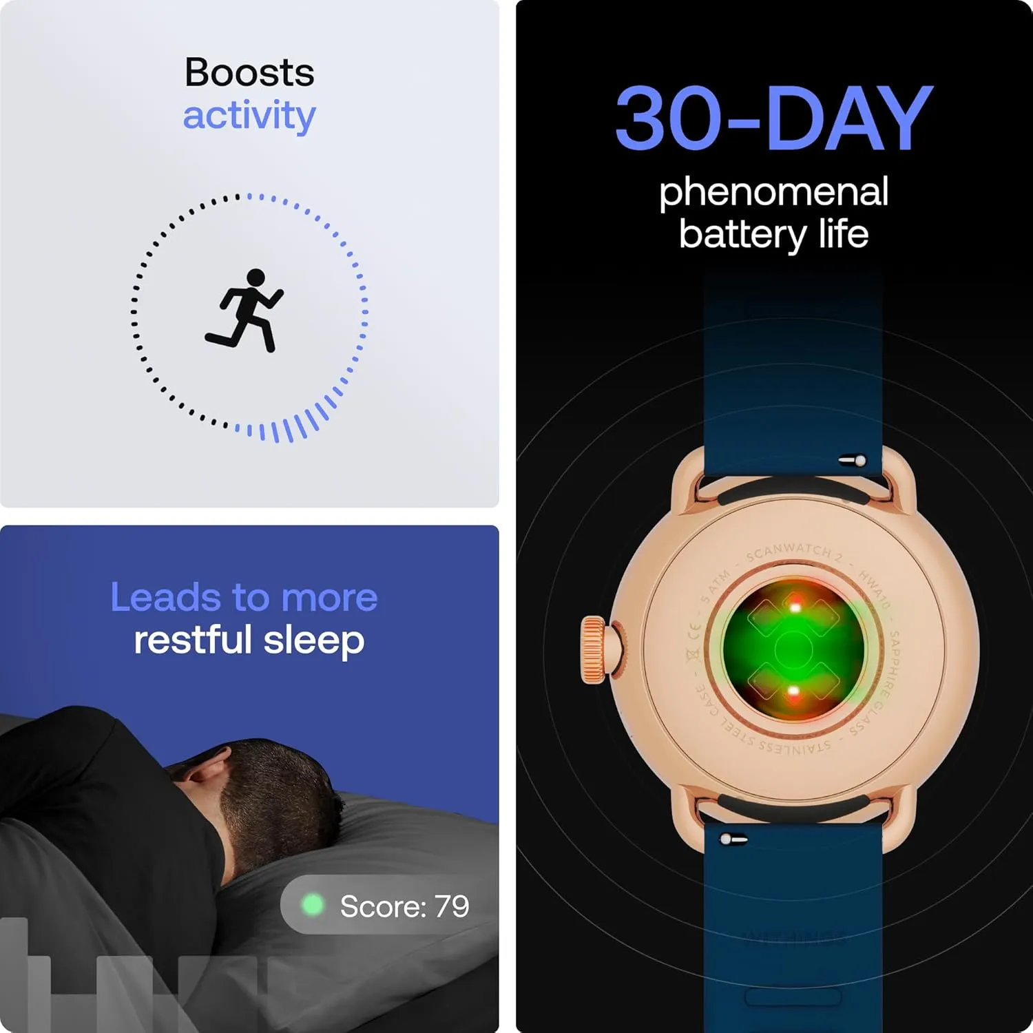 Hybrid Smart Watch, Heart Rate Monitoring, Fitness Tracker, Cycle Tracker, Sleep Monitoring, GPS Tracker, 30-Day Battery Life, Android & Apple Compatible, HSA/FSA Withings wreck criss-cross ScanWatch 2 - 