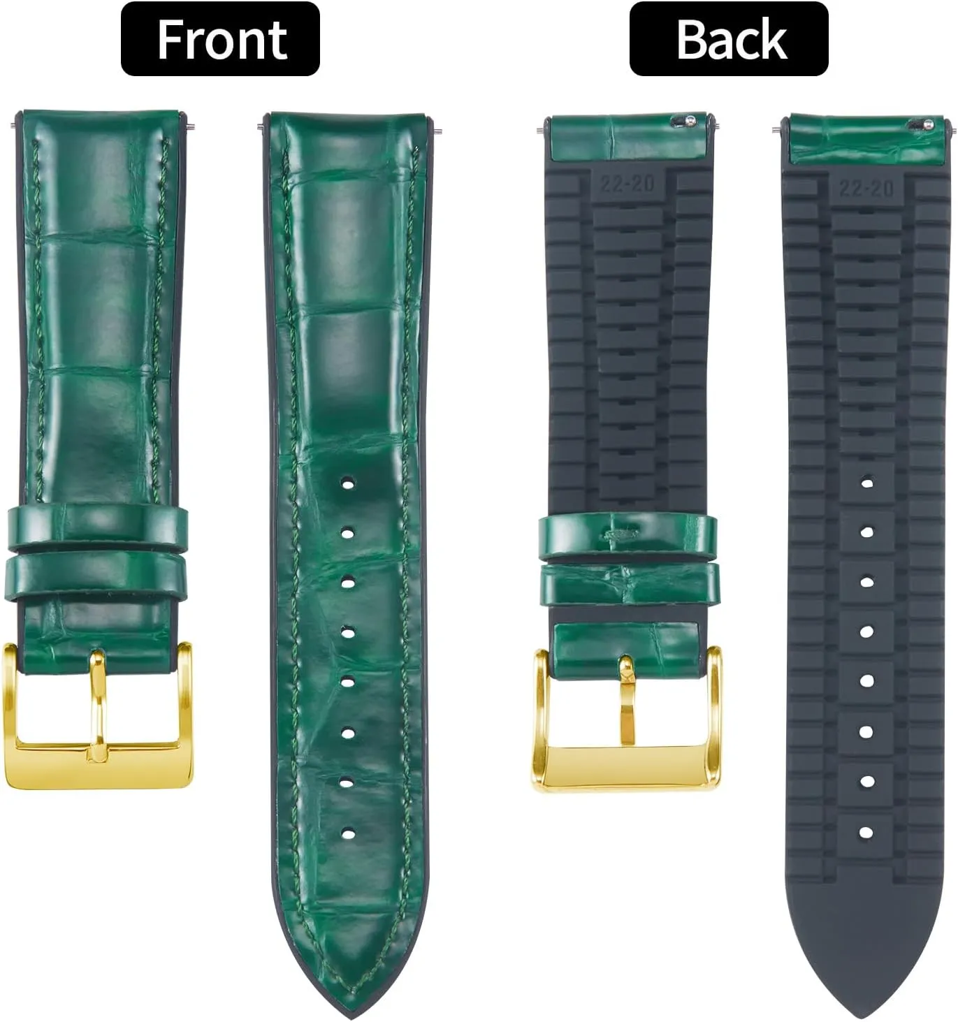 Hybrid Watch Bands Replacement Strap for Men Women BINLUN Calvinist lime enigmatic dirt Leather Watch Band 14mm 16mm 18mm 19mm 20mm 21mm 22mm Quick Release Premium Alligator Pattern Leather and Breathable Silicone 