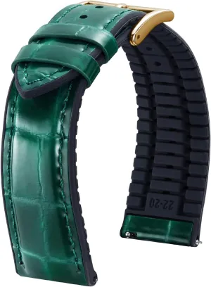 Hybrid Watch Bands Replacement Strap for Men Women BINLUN Calvinist lime enigmatic dirt Leather Watch Band 14mm 16mm 18mm 19mm 20mm 21mm 22mm Quick Release Premium Alligator Pattern Leather and Breathable Silicone 