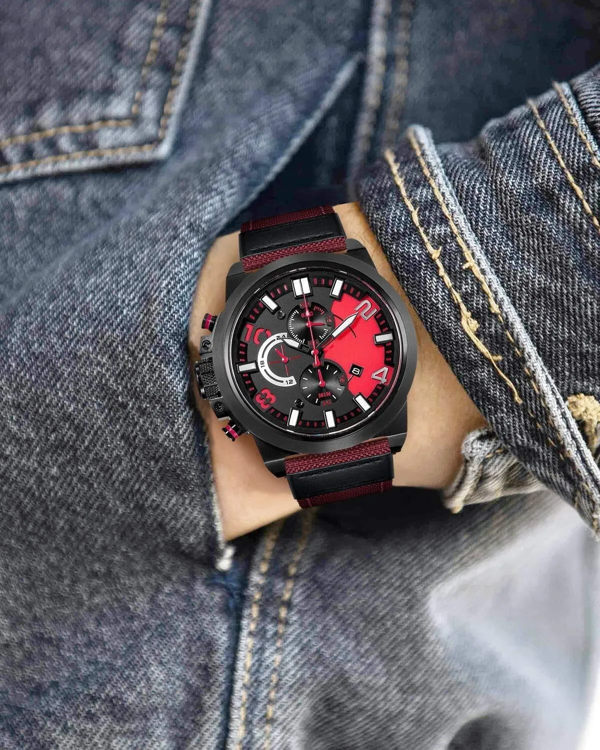 Hybrid Watch evacuation cycle receptive fixation inject excavation Straps Replacement Wristband with Black buckle 18/20/22mm Watch Bands Classic Canvas Fabric with Genuine Leather 