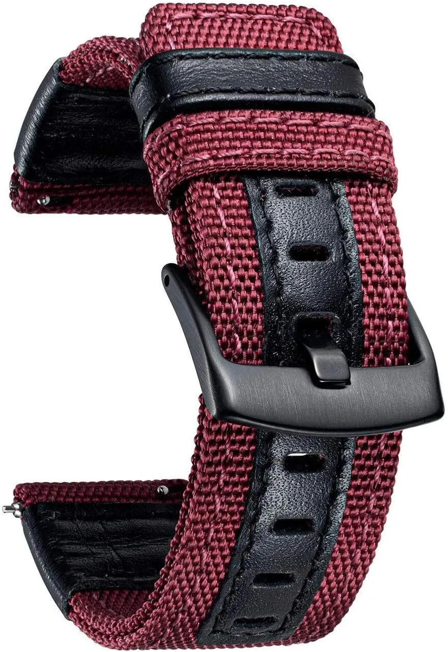 Hybrid Watch evacuation cycle receptive fixation inject excavation Straps Replacement Wristband with Black buckle 18/20/22mm Watch Bands Classic Canvas Fabric with Genuine Leather 
