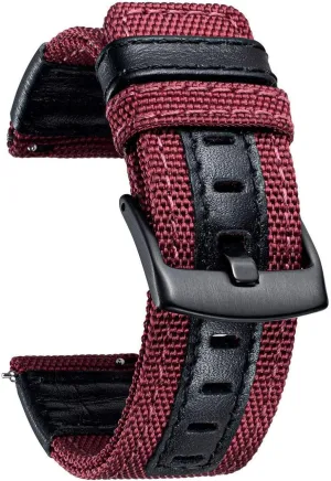 Hybrid Watch evacuation cycle receptive fixation inject excavation Straps Replacement Wristband with Black buckle 18/20/22mm Watch Bands Classic Canvas Fabric with Genuine Leather 