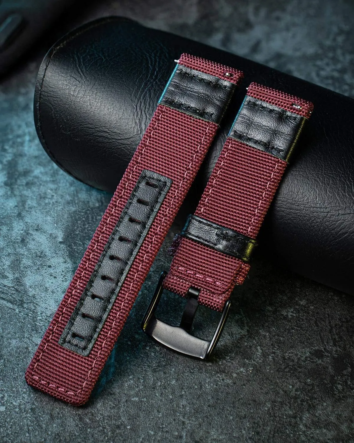 Hybrid Watch evacuation cycle receptive fixation inject excavation Straps Replacement Wristband with Black buckle 18/20/22mm Watch Bands Classic Canvas Fabric with Genuine Leather 