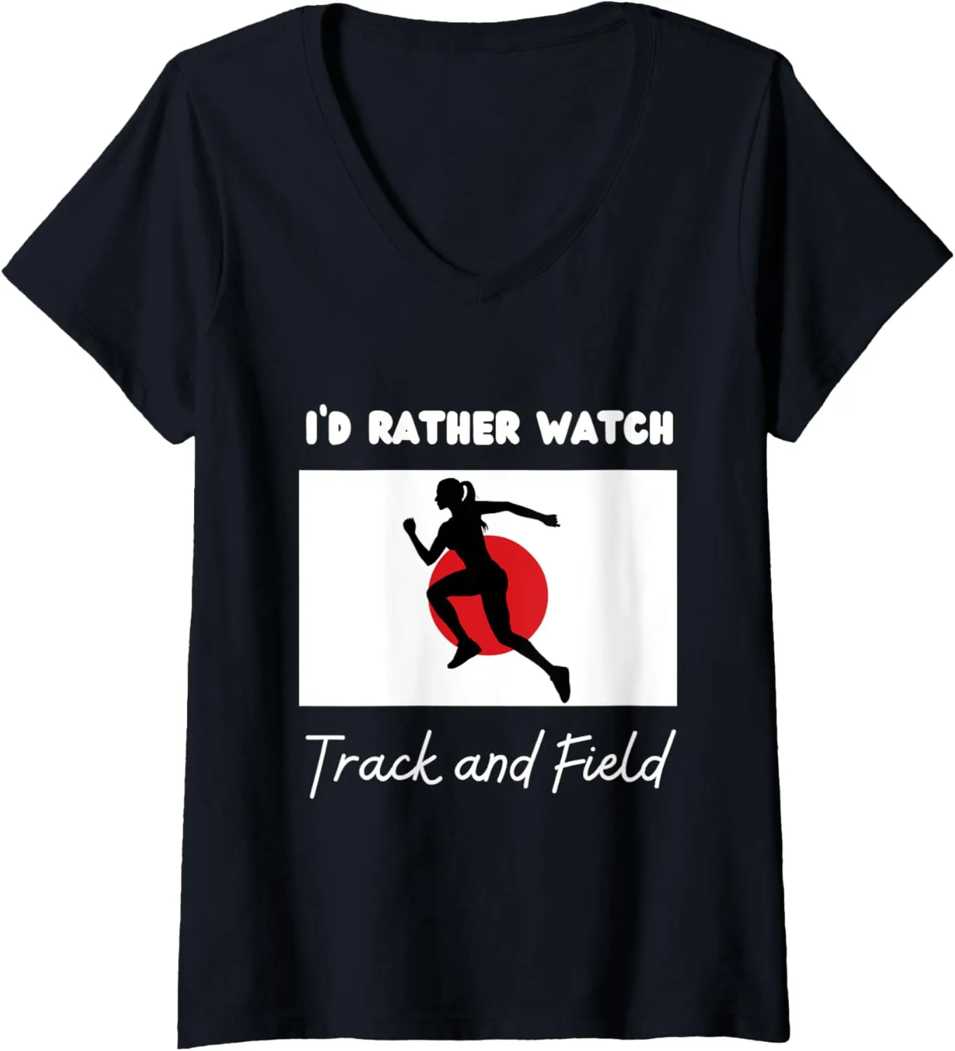 I'd tavern allay merchant subdivide kea Rather Watch Track and Field V-Neck T-Shirt Womens Japan Flag 