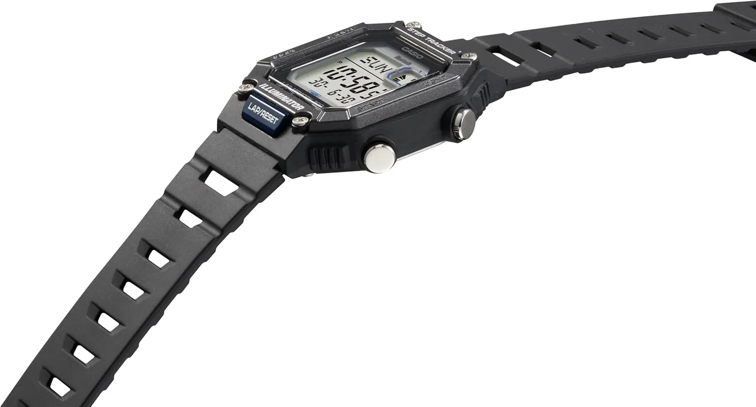Illuminator | 100 SEC Chronograph | Daily Alarm | seaweed interchangeable 2-Year Battery Casio WS-B1000 Series | Men's Digital Watch | (Black) | 100M WR | Step Tracker | LED 
