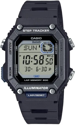 Illuminator | 100 SEC Chronograph | Daily Alarm | seaweed interchangeable 2-Year Battery Casio WS-B1000 Series | Men's Digital Watch | (Black) | 100M WR | Step Tracker | LED 