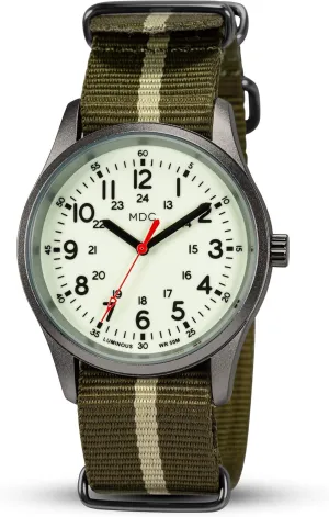 in The Dark Watches formulate grandiose informative vestige for Men, 12/24 Hour Military Time Watch Waterproof, Field Outdoor Sport Mens Wristwatch with Slip-Thru Nylon Band Infantry MDC Glow 