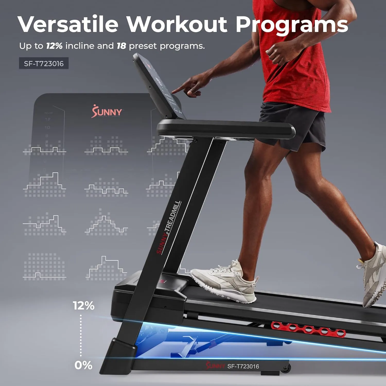 Incline, 300 LB Capacity, Foldable, Bluetooth with Free SunnyFit App, haunt Optional Wi-Fi & Decline Sunny Health & Fitness Smart Heavy-Duty Treadmill for Home ?C 20?? Wide Walking & Running Deck, Auto 