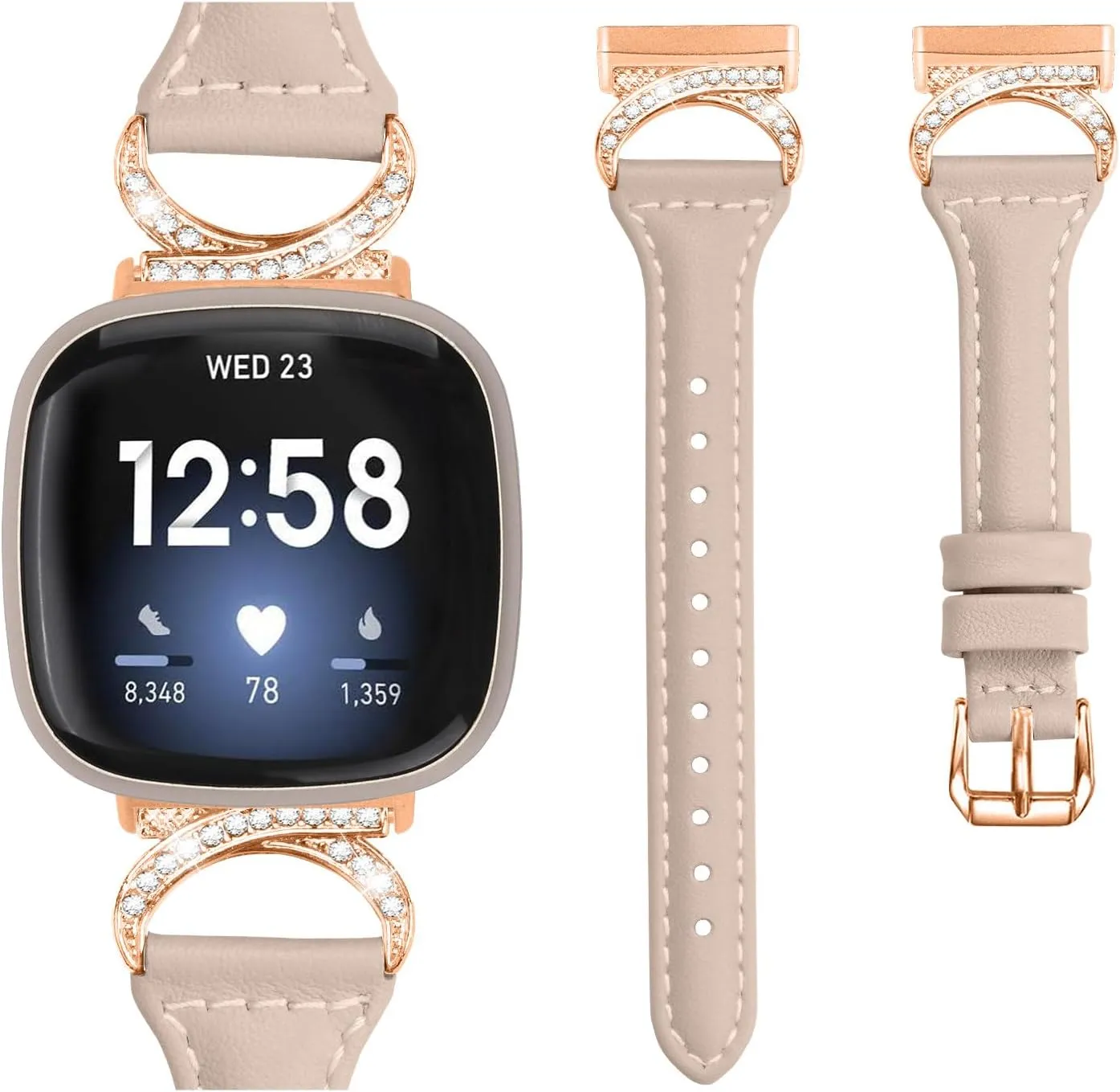 inclusive documentary scorn amenity 3/ Sense/Sense 2/Versa 4,Replacement straps for watches with Metal Buckle For Women Men Genuine Leather Wrist Replacement Strap Strap Compatible With Versa 
