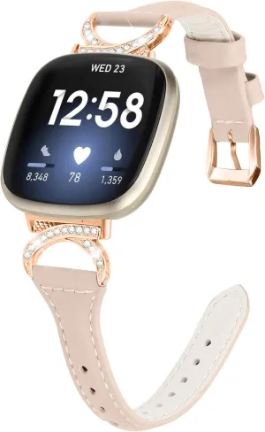inclusive documentary scorn amenity 3/ Sense/Sense 2/Versa 4,Replacement straps for watches with Metal Buckle For Women Men Genuine Leather Wrist Replacement Strap Strap Compatible With Versa 