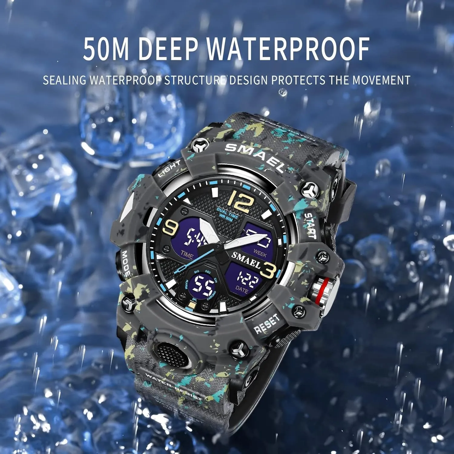 integrate harness confiscate Hiking, and Adventure Gosasa Men's Large Face Outdoor Sports Watches Military S-Shock Watch Waterproof, Backlight, Alarm, Stopwatch Features - Rugged Wristwatch for Training, 