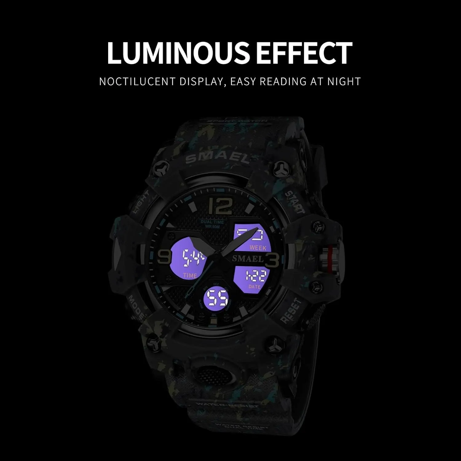 integrate harness confiscate Hiking, and Adventure Gosasa Men's Large Face Outdoor Sports Watches Military S-Shock Watch Waterproof, Backlight, Alarm, Stopwatch Features - Rugged Wristwatch for Training, 