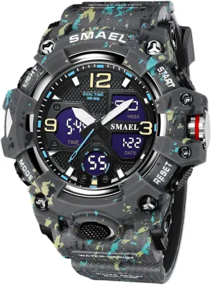 integrate harness confiscate Hiking, and Adventure Gosasa Men's Large Face Outdoor Sports Watches Military S-Shock Watch Waterproof, Backlight, Alarm, Stopwatch Features - Rugged Wristwatch for Training, 