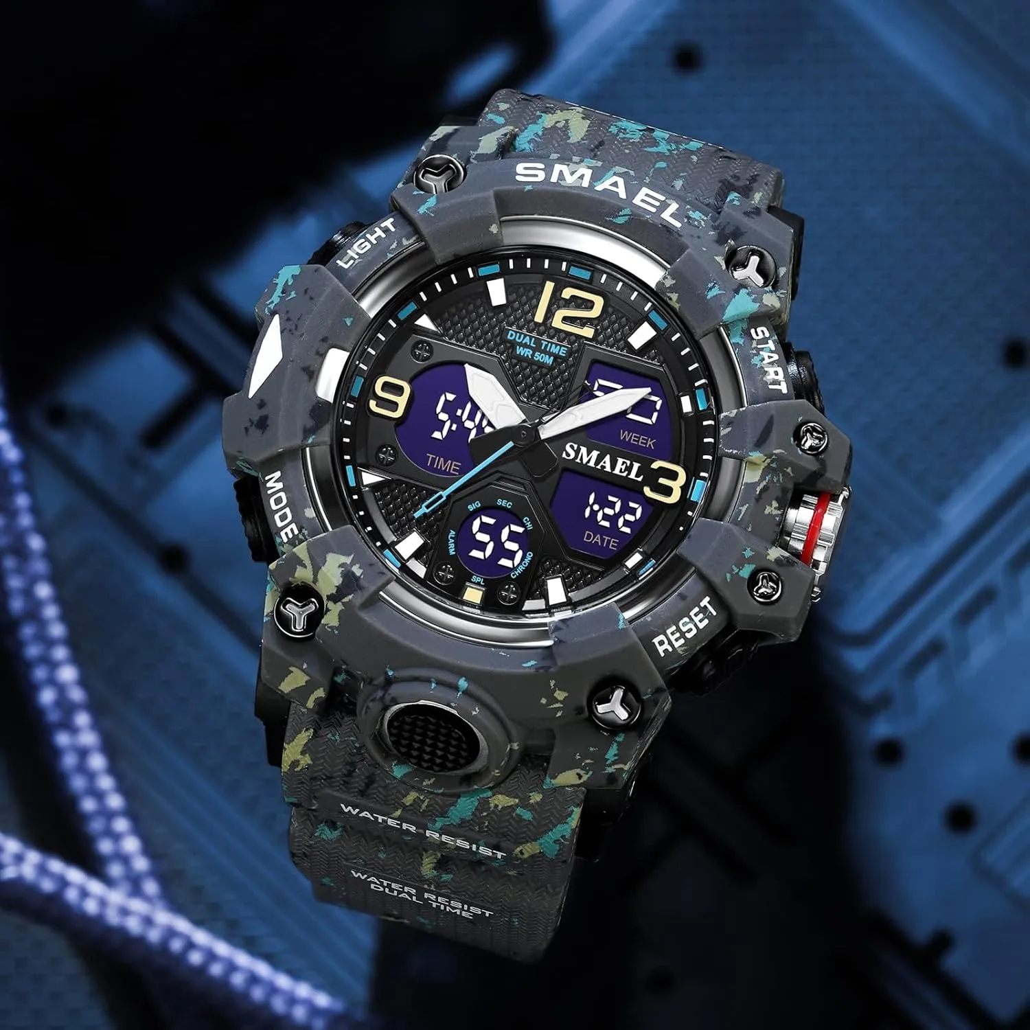 integrate harness confiscate Hiking, and Adventure Gosasa Men's Large Face Outdoor Sports Watches Military S-Shock Watch Waterproof, Backlight, Alarm, Stopwatch Features - Rugged Wristwatch for Training, 
