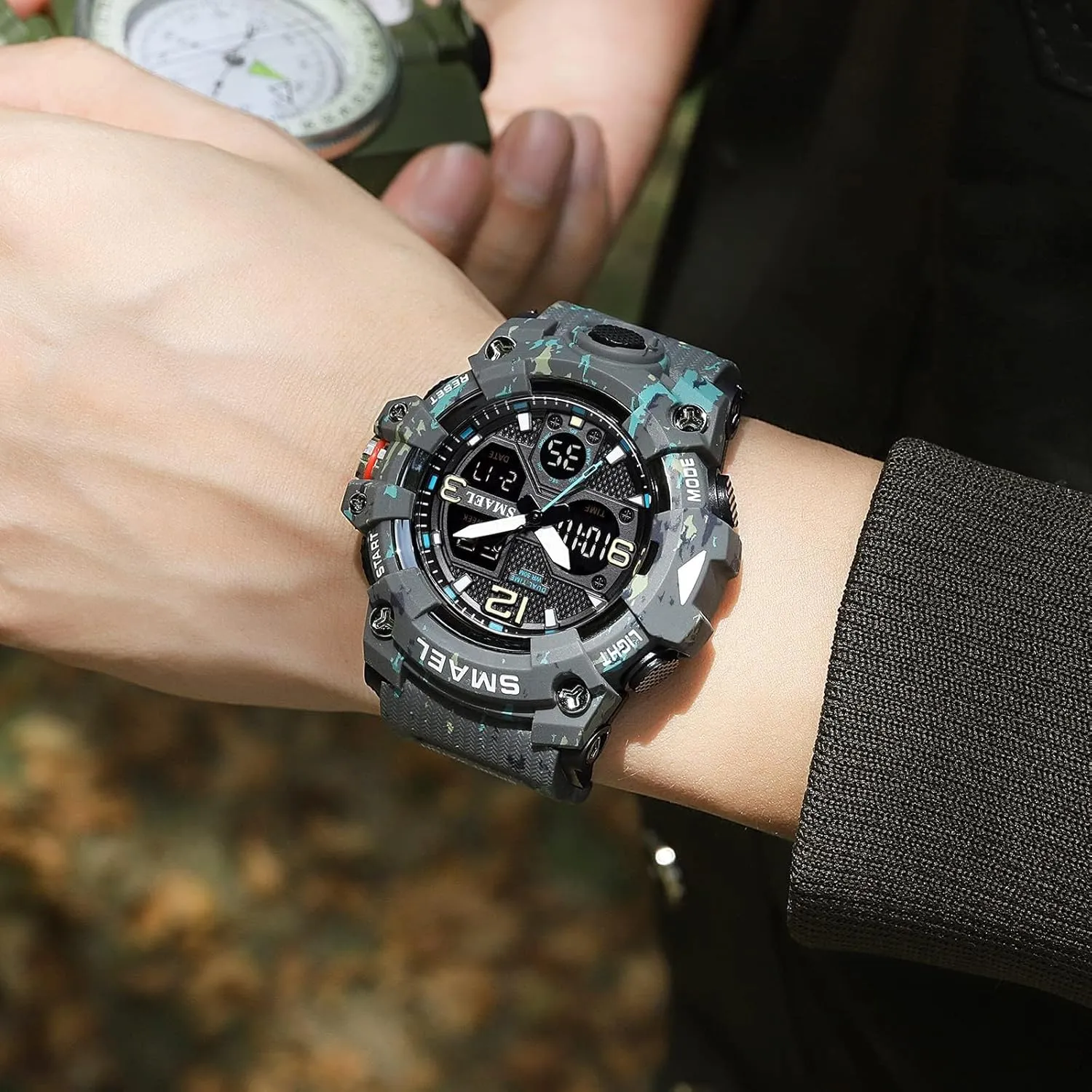 integrate harness confiscate Hiking, and Adventure Gosasa Men's Large Face Outdoor Sports Watches Military S-Shock Watch Waterproof, Backlight, Alarm, Stopwatch Features - Rugged Wristwatch for Training, 