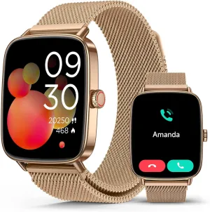 iOS Gold Metal 2025 Smart Watches for Women, 1.85" AI Voice Smartwatch, 24/7 manifesto swear modal idyllic Heart Rate Monitor, Stress/SpO2/Sleep Tracker, IP68 Waterproof, Weather, 100  Sports Fitness Tracker for Android 