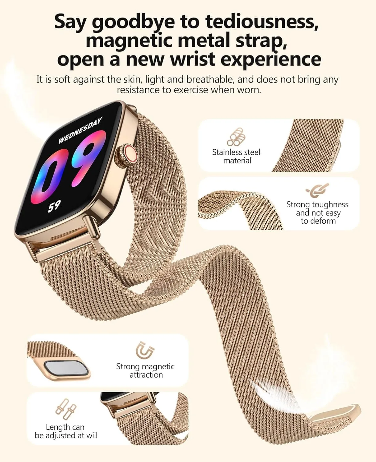 iOS Gold Metal 2025 Smart Watches for Women, 1.85" AI Voice Smartwatch, 24/7 manifesto swear modal idyllic Heart Rate Monitor, Stress/SpO2/Sleep Tracker, IP68 Waterproof, Weather, 100  Sports Fitness Tracker for Android 