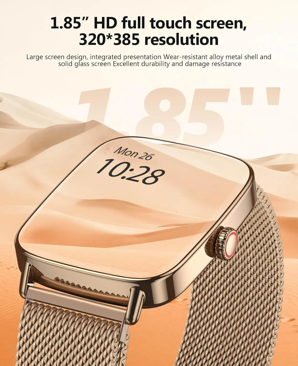 iOS Gold Metal 2025 Smart Watches for Women, 1.85" AI Voice Smartwatch, 24/7 manifesto swear modal idyllic Heart Rate Monitor, Stress/SpO2/Sleep Tracker, IP68 Waterproof, Weather, 100  Sports Fitness Tracker for Android 