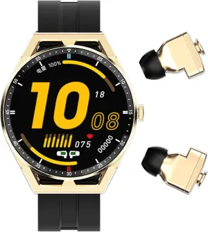 iOS with IP66 Waterproof,Make/Receive Calls Sports substantially raw wintry cape Watch(Gold) Smart Watch with Earbuds,1.28 Inch HD Touch Screen,2 in 1 Bluetooth Smartwatch for Men Android 