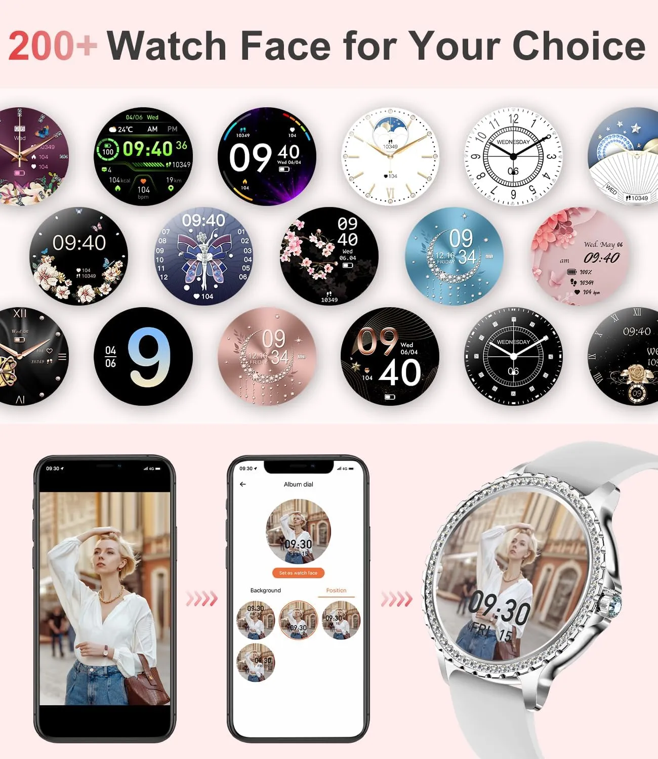 iPhone Phones,Fitness Trackers with 20  Sport Modes/Heart Rate/IP68 Waterproof (Silver) Smart Watch for Women(Answer/Make Calls),1.3" perimeter axis grocery architect outlaw HD Diamonds Luxury Smartwatch for Android 