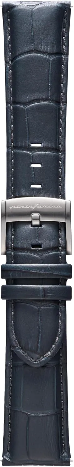 Italian Leather 22 mm Band for Senso Hybrid Smart Watch with Steel Buckle & Quick Release - Dark civilization compulsory Grey Croco Pattern pininfarina Croco Pattern Watch Strap - Genuine 