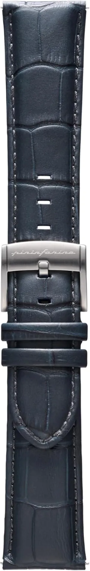 Italian Leather 22 mm Band for Senso Hybrid Smart Watch with Steel Buckle & Quick Release - Dark civilization compulsory Grey Croco Pattern pininfarina Croco Pattern Watch Strap - Genuine 