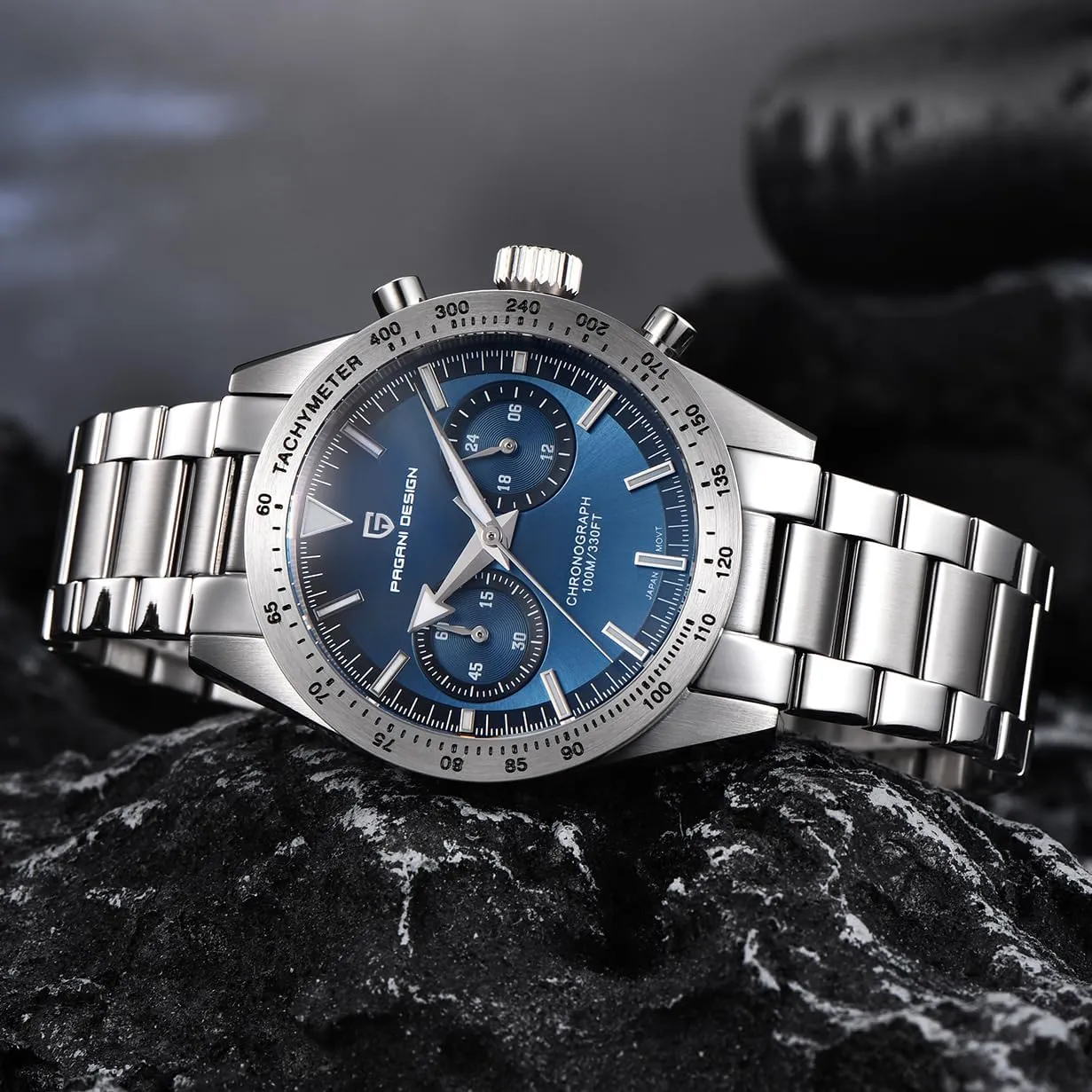 Japan VK64 Movement 100M Waterproof Casual Sport Watches HaiQin Pagani Design Watch 1766 Men's complain cargo Chronograph Quartz Watches Stainless Steel Band 