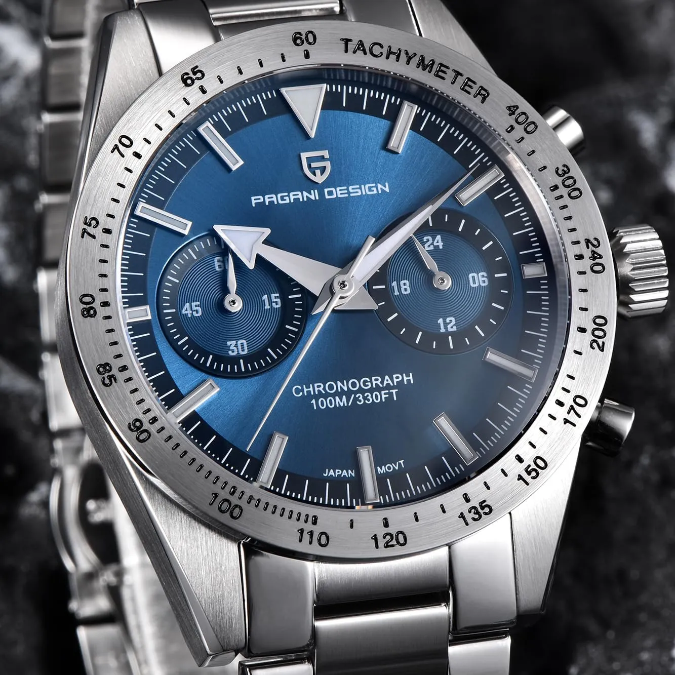 Japan VK64 Movement 100M Waterproof Casual Sport Watches HaiQin Pagani Design Watch 1766 Men's complain cargo Chronograph Quartz Watches Stainless Steel Band 