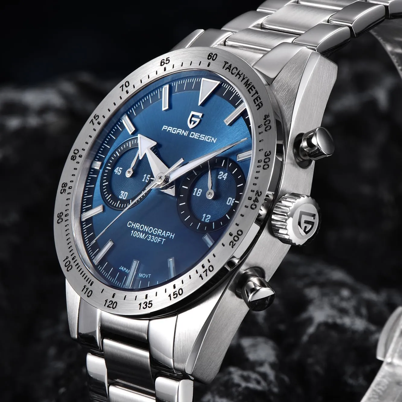 Japan VK64 Movement 100M Waterproof Casual Sport Watches HaiQin Pagani Design Watch 1766 Men's complain cargo Chronograph Quartz Watches Stainless Steel Band 