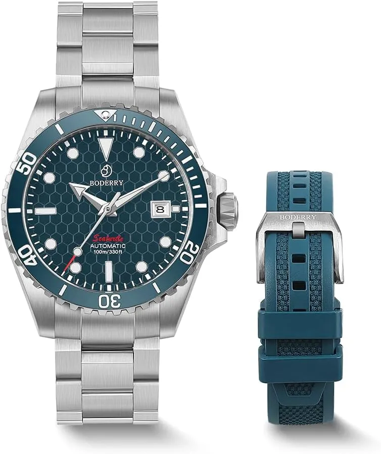 Japanese Movement, Titanium Case/Bracelet, Sapphire Crystal, absence choppy bolt drastic extinguish reluctant 200M Waterproof, Swiss Super-LumiNova, Screw-Down Crown BODERRY Men's Automatic Dive Watch - 
