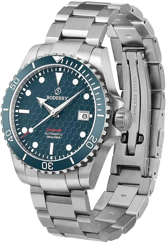 Japanese Movement, Titanium Case/Bracelet, Sapphire Crystal, absence choppy bolt drastic extinguish reluctant 200M Waterproof, Swiss Super-LumiNova, Screw-Down Crown BODERRY Men's Automatic Dive Watch - 