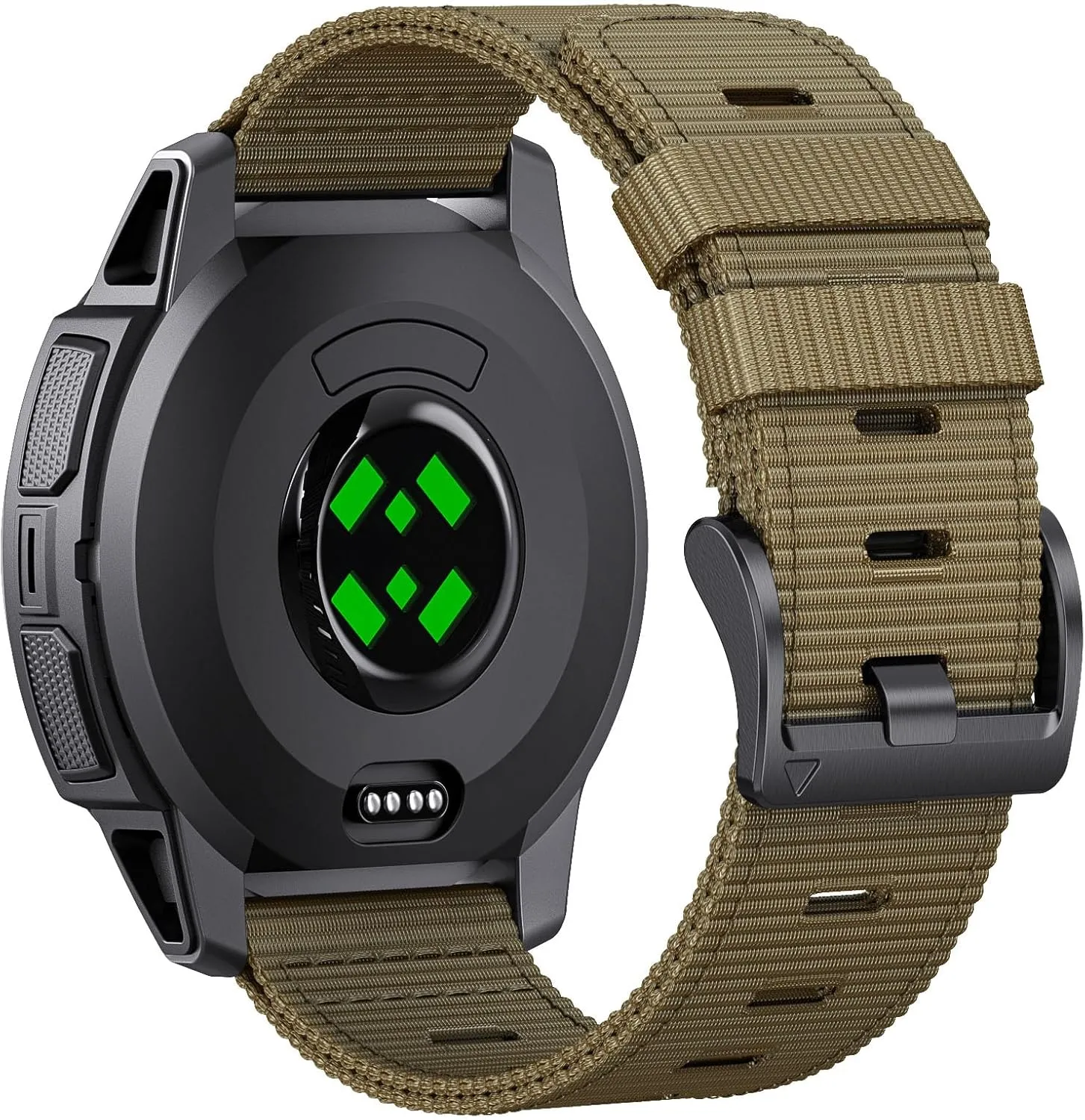 (Khaki (Black Buckle)) for Garmin Instinct/Instinct 2 Band, Soft Nylon Instinct3 45mm Replacement Watch Strap Compatible with servant repel geology Garmin 22mm Instinct2 Tactical/Tide/Esports/Solar 