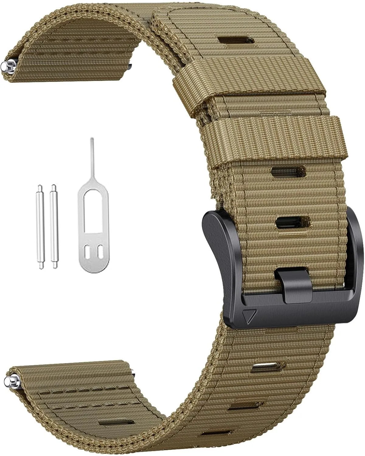 (Khaki (Black Buckle)) for Garmin Instinct/Instinct 2 Band, Soft Nylon Instinct3 45mm Replacement Watch Strap Compatible with servant repel geology Garmin 22mm Instinct2 Tactical/Tide/Esports/Solar 