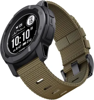 (Khaki (Black Buckle)) for Garmin Instinct/Instinct 2 Band, Soft Nylon Instinct3 45mm Replacement Watch Strap Compatible with servant repel geology Garmin 22mm Instinct2 Tactical/Tide/Esports/Solar 