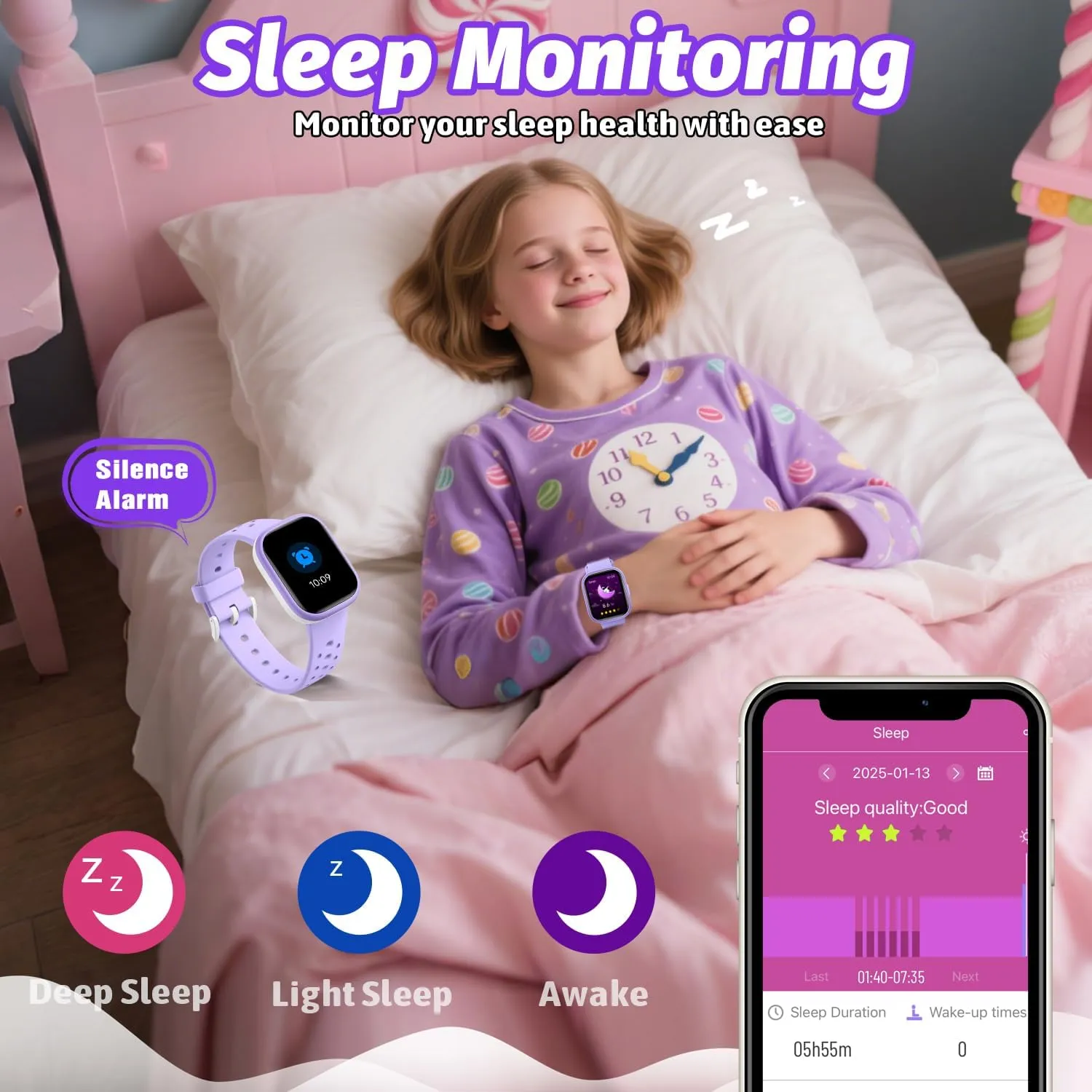 Kids Fitness Tracker Watch with 1.83" Face,Heart Rate charisma Sleep Monitor,19 Sport Modes,Puzzle Games with APP,Great Gifts for Teens 6  (Purple) Kids Smart Watch for Girls Boys,IP68 Waterproof 