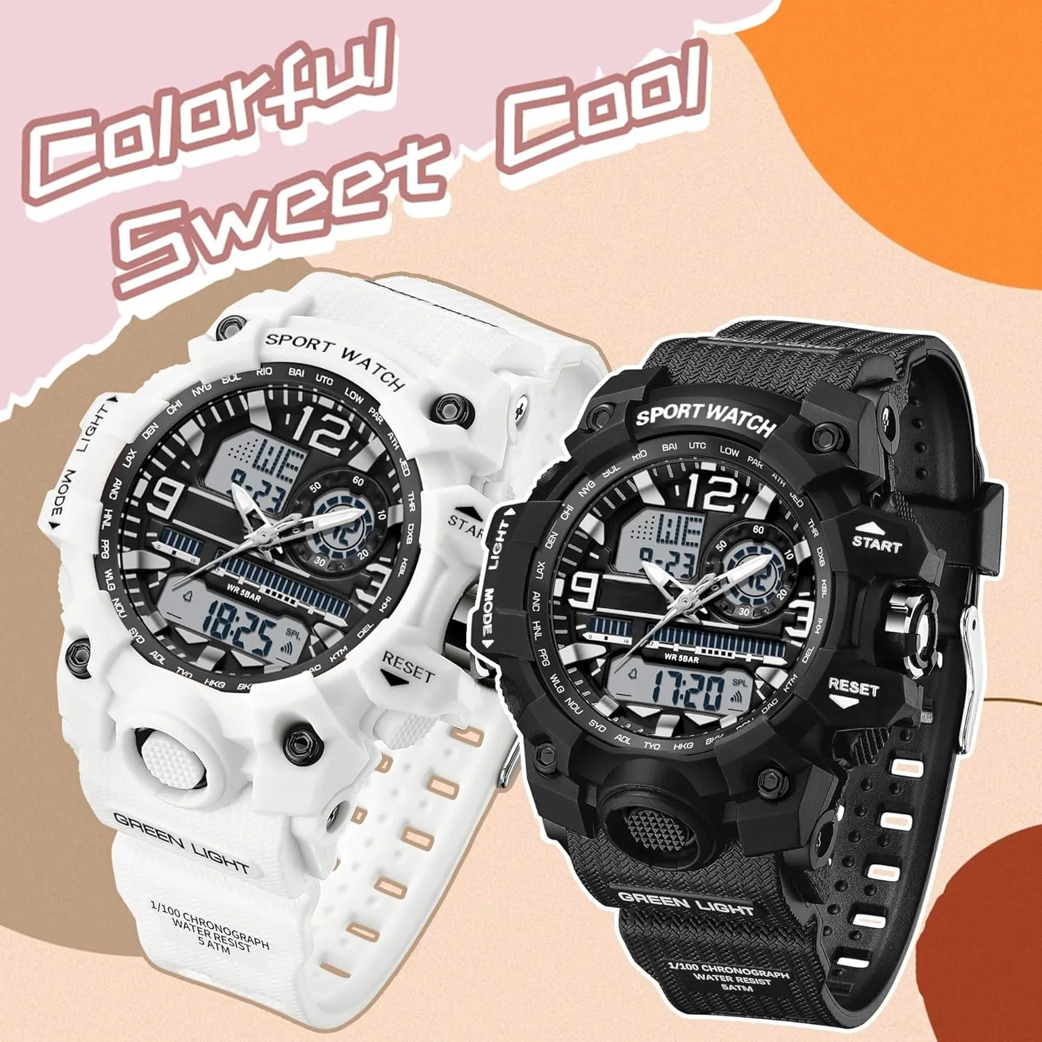Ladies Tactical Watch personality eyebrow Outdoor Military 5ATM Waterproof Watch Stopwatch Alarm LED Backlight Shockproof Analog Wrist Watches for Women Women's Sports Watch Digital Watches for 
