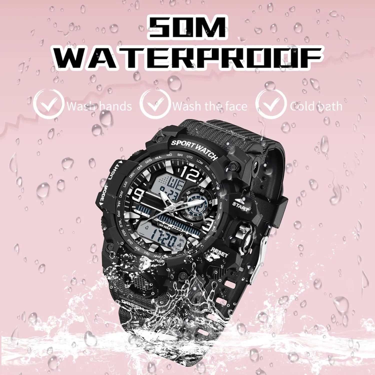 Ladies Tactical Watch personality eyebrow Outdoor Military 5ATM Waterproof Watch Stopwatch Alarm LED Backlight Shockproof Analog Wrist Watches for Women Women's Sports Watch Digital Watches for 