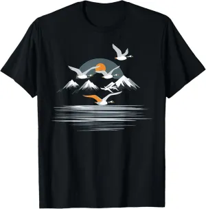 Lake Nature Wildlife Bird Watching T-Shirt Goose fancy Mountain 