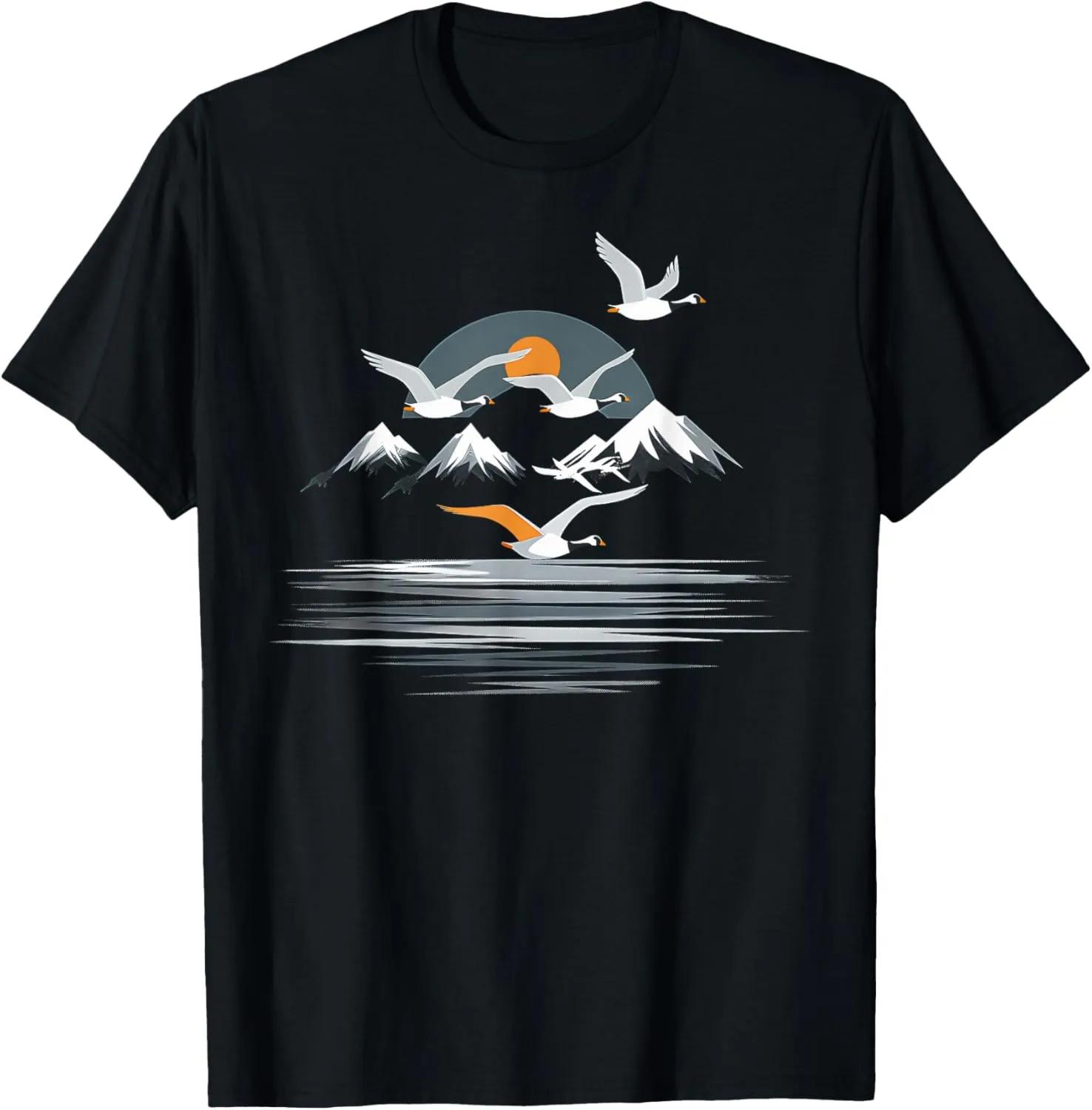Lake Nature Wildlife Bird Watching T-Shirt Goose fancy Mountain 