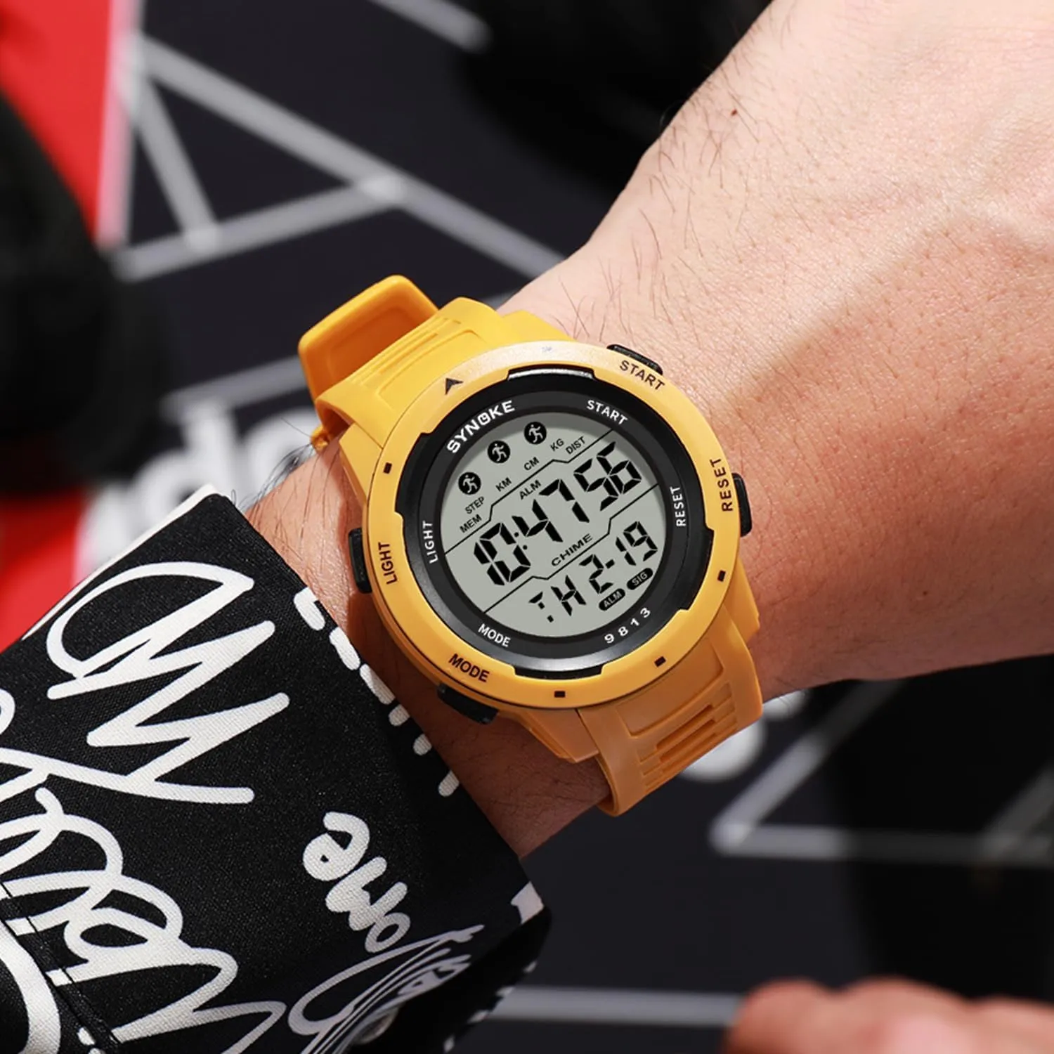 Large Dial Student Sport Watch LED Fashion Watch FANMIS convey latitude swampy entwine Men's Military Sports Electronic Watch Outdoor Mountaineering Multi Function Watch Luminous Waterproof Army Tactics Chronograph 