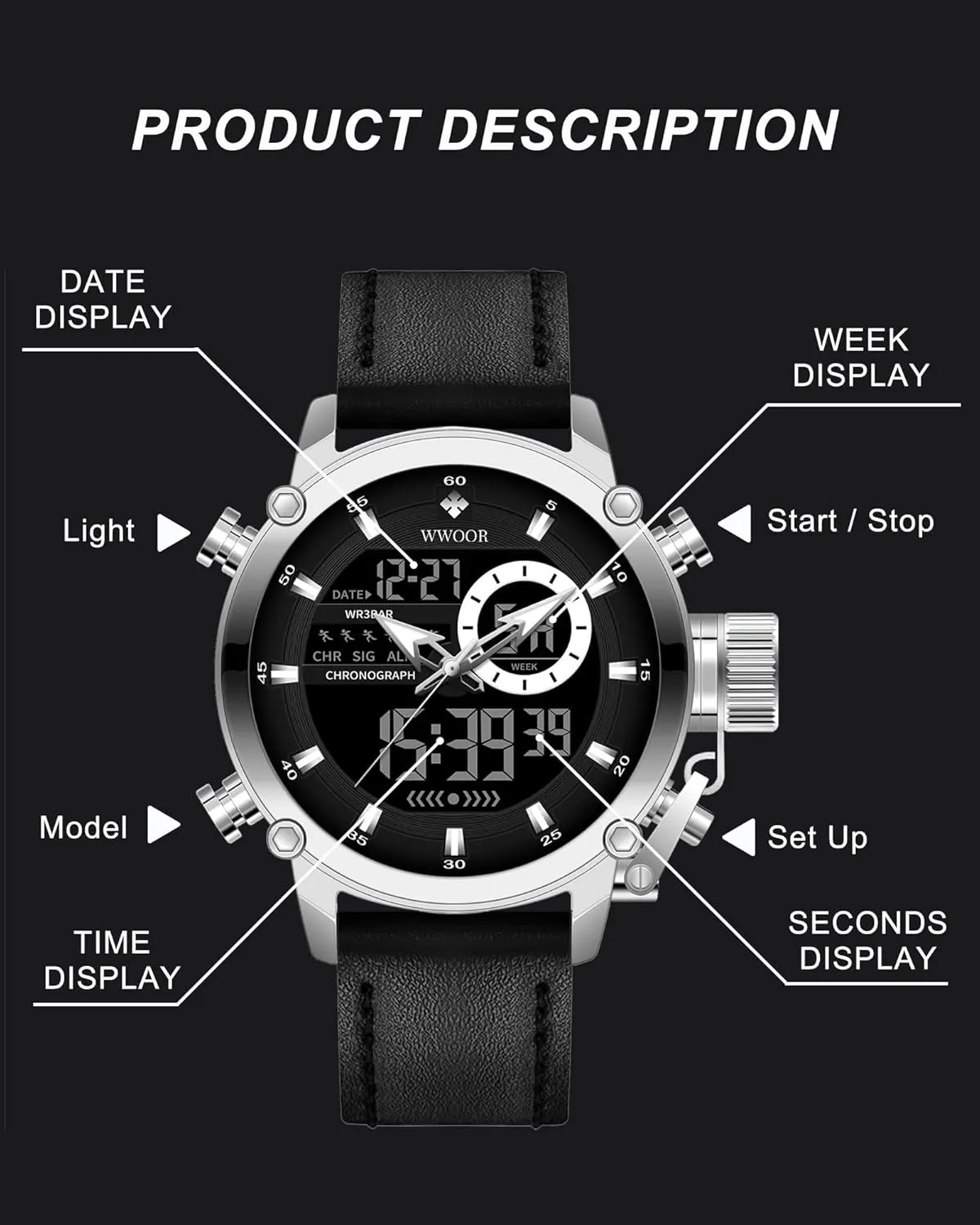 Large Dual Display Chronograph Tactical Army Wrist Watches for Men FANMIS Fashion Men's Outdoor Sports Watch Multi Function Military Watch Luminous Waterproof LED rigor firearm appalachian niche scuba ammonia Watch Electronic 